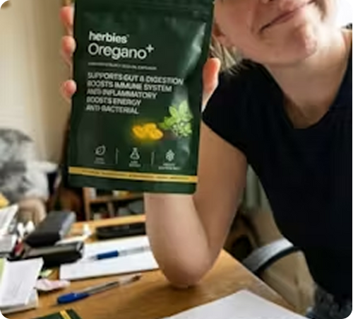 A Herbies customer with Oregano+