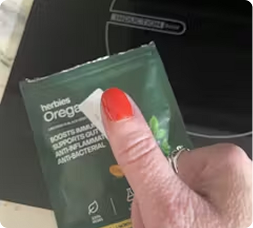 A Herbies customer with Oregano+