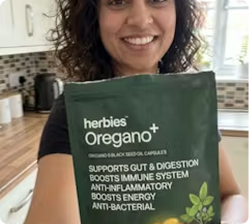 A Herbies customer with Oregano+