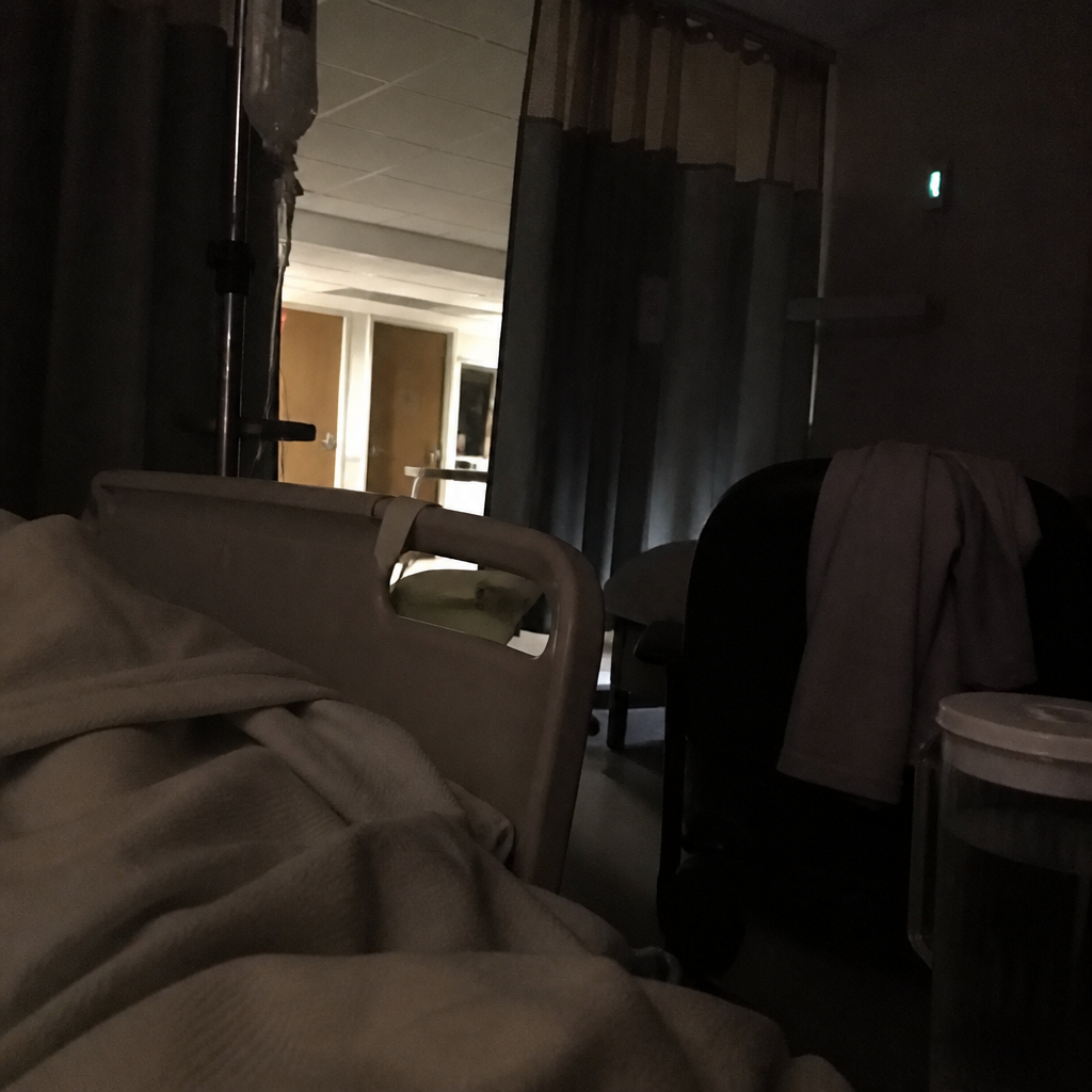 A quiet hospital bed at night